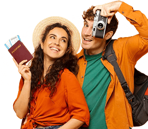 Excited tourists